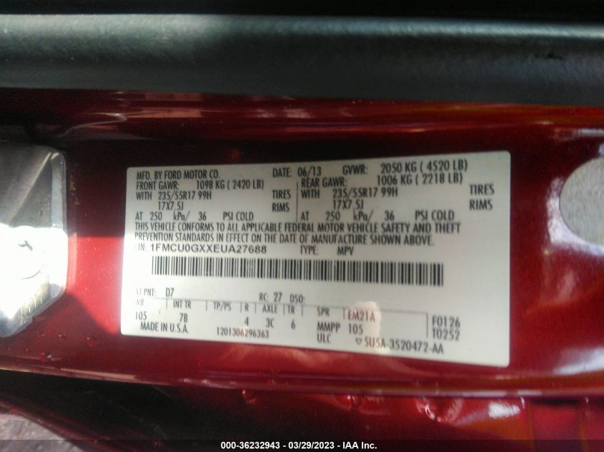 2014 FORD ESCAPE SE - 1FMCU0GXXEUA27688