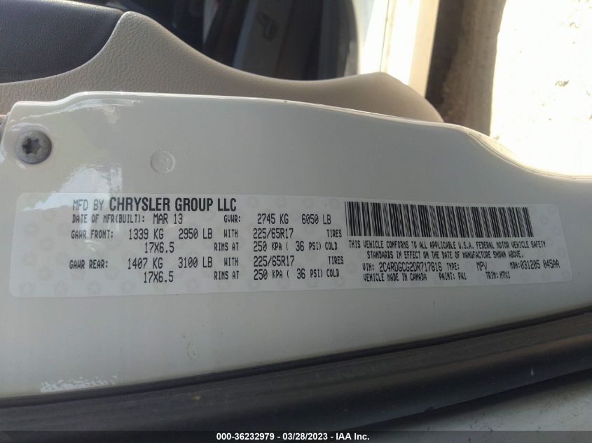 2013 DODGE GRAND CARAVAN SXT - 2C4RDGCG2DR717816