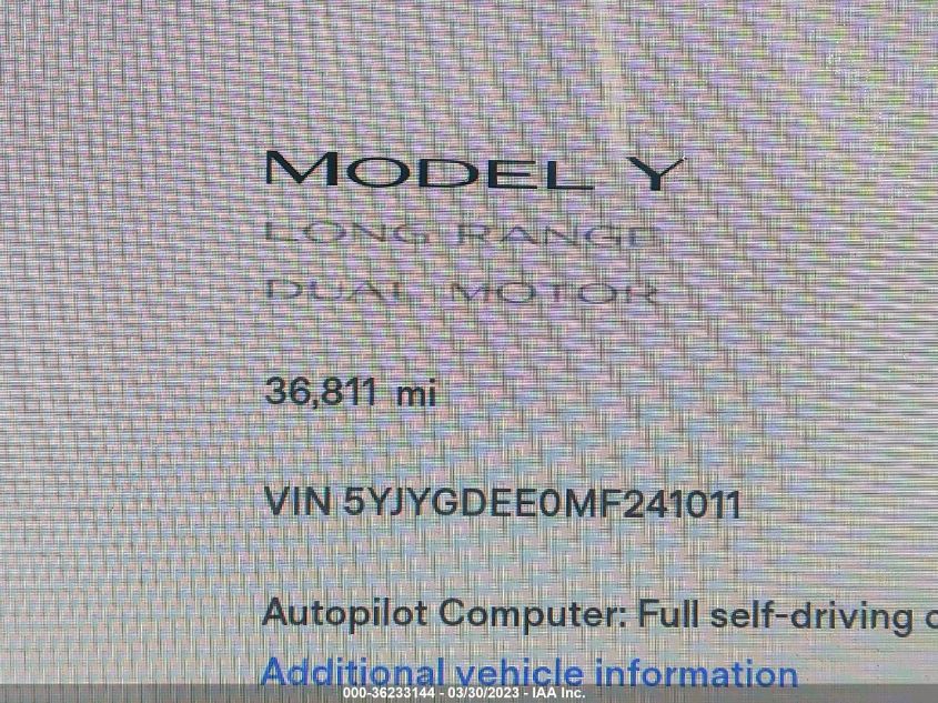 2021 TESLA MODEL Y LONG RANGE - 5YJYGDEE0MF241011