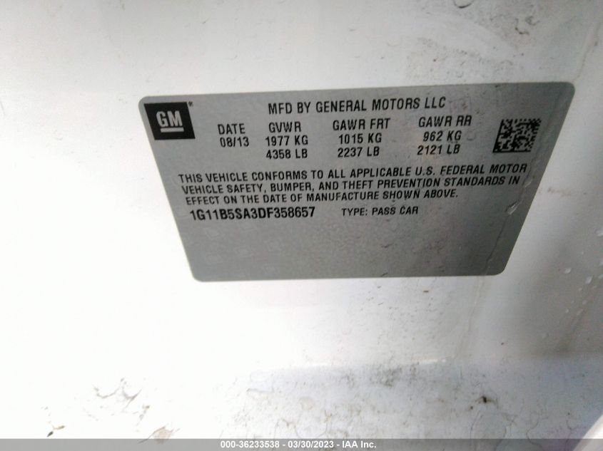 2013 CHEVROLET MALIBU LS - 1G11B5SA3DF358657