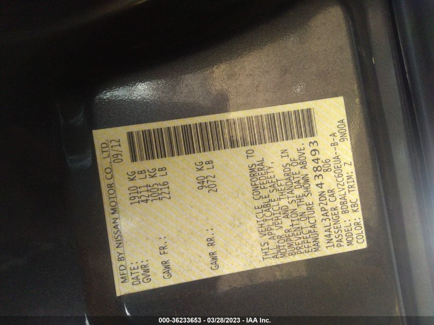 2013 NISSAN ALTIMA 2.5 SL - 1N4AL3AP2DN438493
