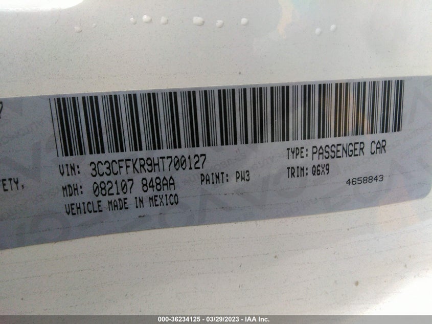VIN 3C3CFFKR9HT700127 2017 FIAT 500 POP