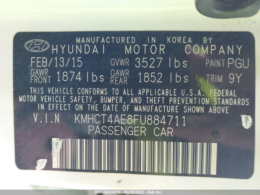 2015 HYUNDAI ACCENT GLS - KMHCT4AE8FU884711