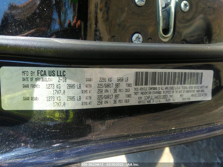 VIN 1C4PJLLB4KD132653 2019 JEEP CHEROKEE LATITUDE PLUS