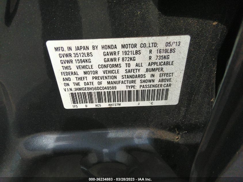2013 HONDA FIT SPORT - JHMGE8H56DC049589