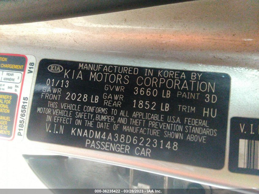 2013 KIA RIO LX - KNADM4A38D6223148