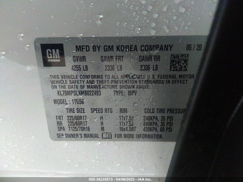 2021 CHEVROLET TRAILBLAZER LT - KL79MPSLXMB022493