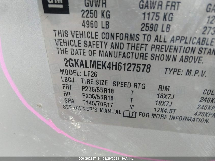 2017 GMC TERRAIN SLE - 2GKALMEK4H6127578