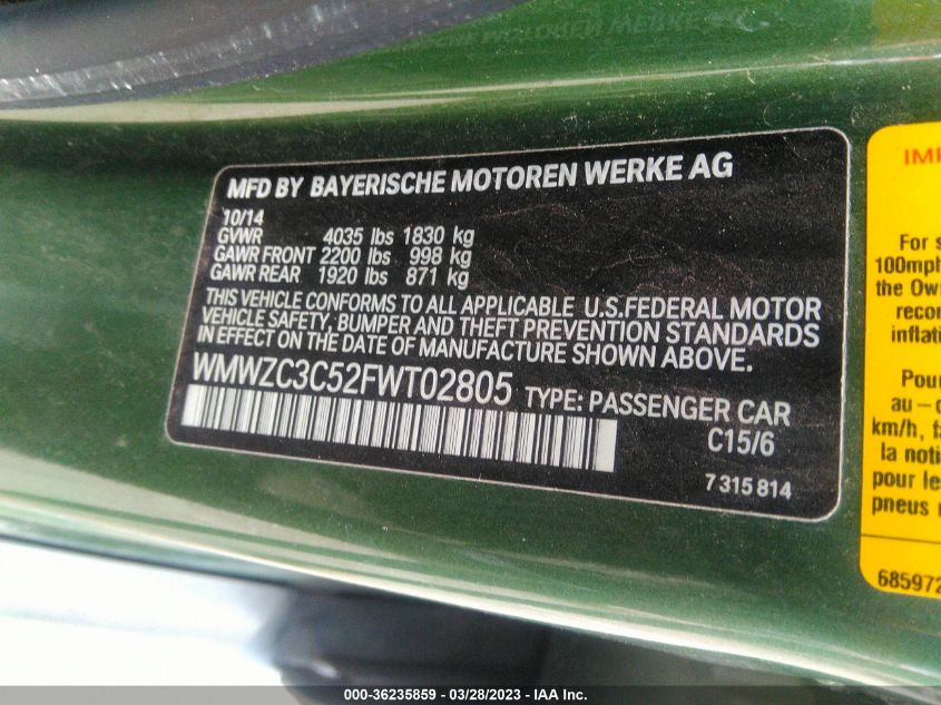 2015 MINI COOPER COUNTRYMAN S - WMWZC3C52FWT02805