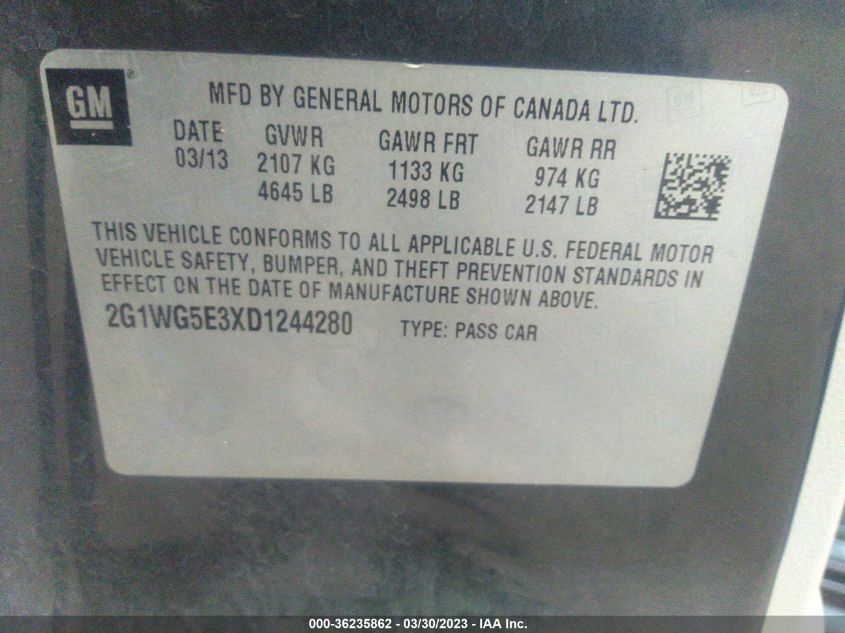 2013 CHEVROLET IMPALA LT - 2G1WG5E3XD1244280