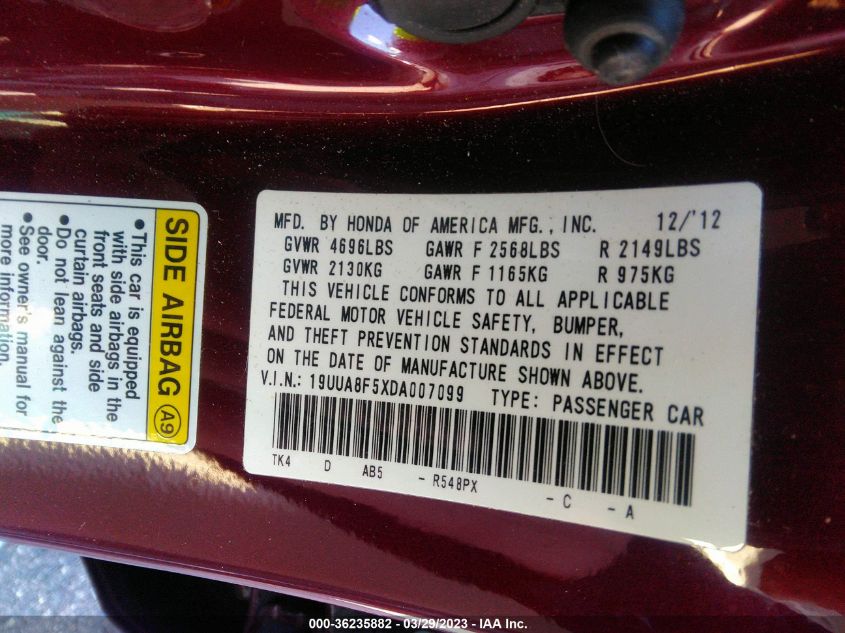 2013 ACURA TL TECH - 19UUA8F5XDA007099