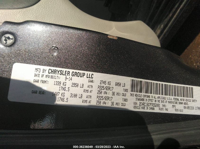 2015 CHRYSLER TOWN & COUNTRY TOURING - 2C4RC1BG7FR552091