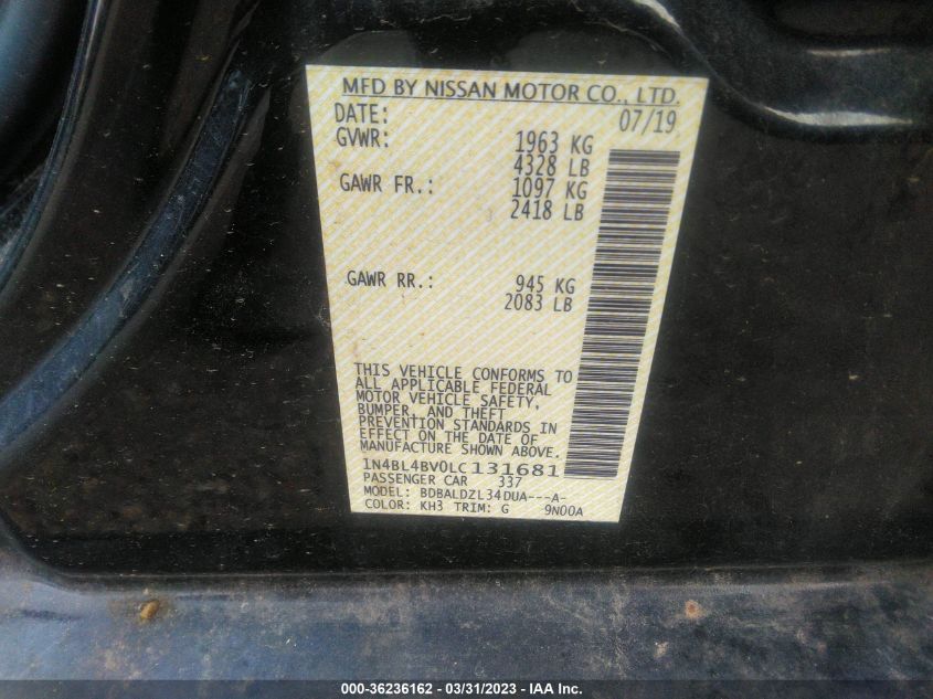 2020 NISSAN ALTIMA 2.5 S - 1N4BL4BV0LC131681