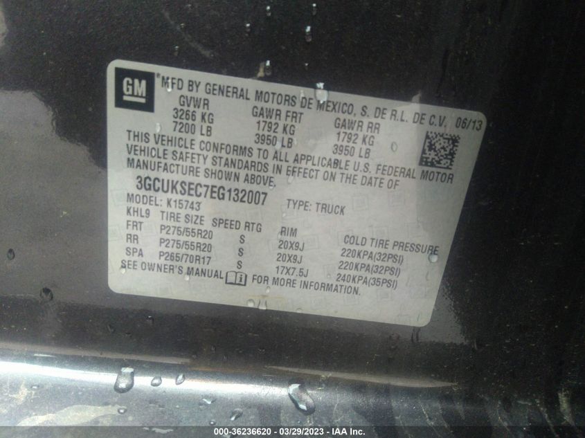 2014 CHEVROLET SILVERADO 1500 LTZ - 3GCUKSEC7EG132007