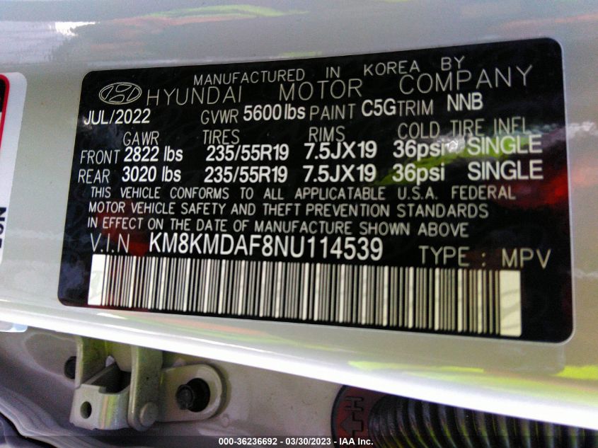 2022 HYUNDAI IONIQ 5 SE KM8KMDAF8NU114539