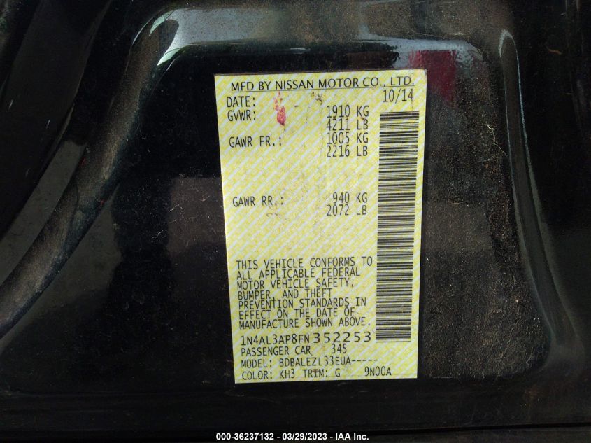 2015 NISSAN ALTIMA 2.5 - 1N4AL3AP8FN352253
