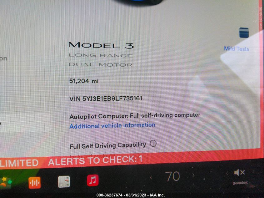 2020 TESLA MODEL 3 LONG RANGE - 5YJ3E1EB9LF735161