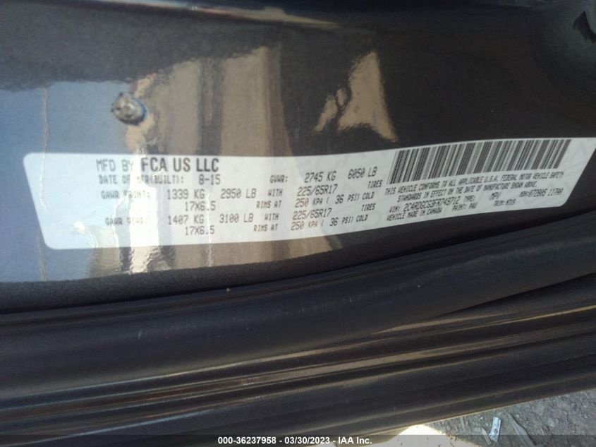 2015 DODGE GRAND CARAVAN SXT - 2C4RDGCG3FR749712