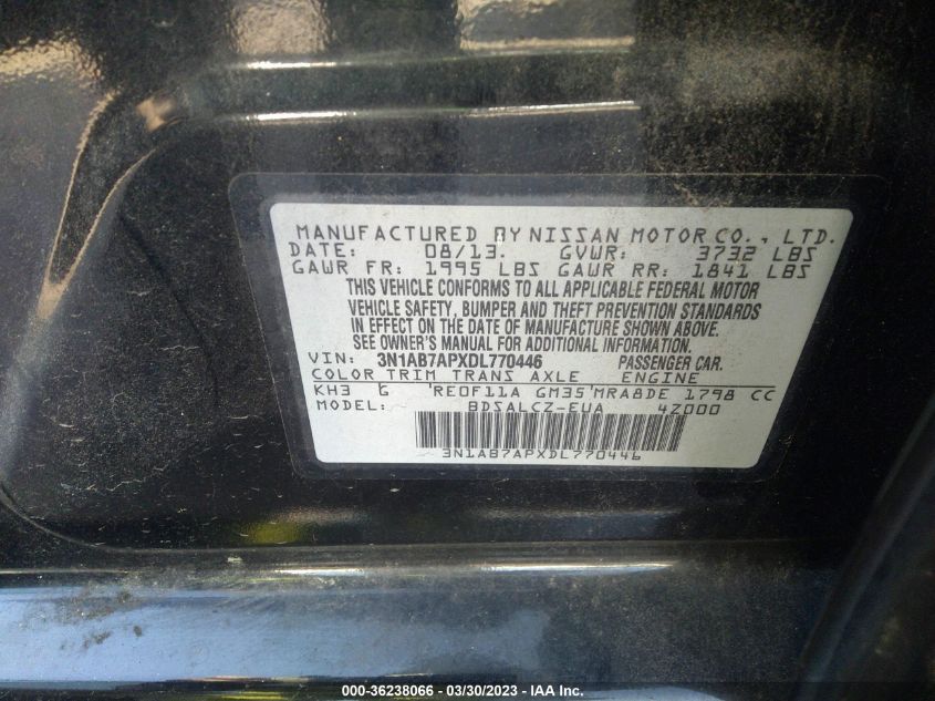 2013 NISSAN SENTRA S - 3N1AB7APXDL770446