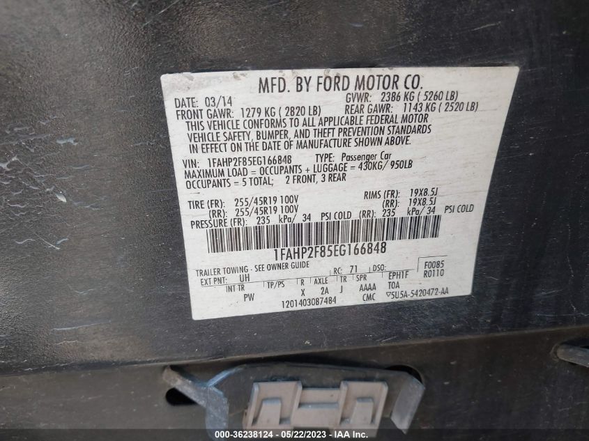 2014 FORD TAURUS LIMITED - 1FAHP2F85EG166848