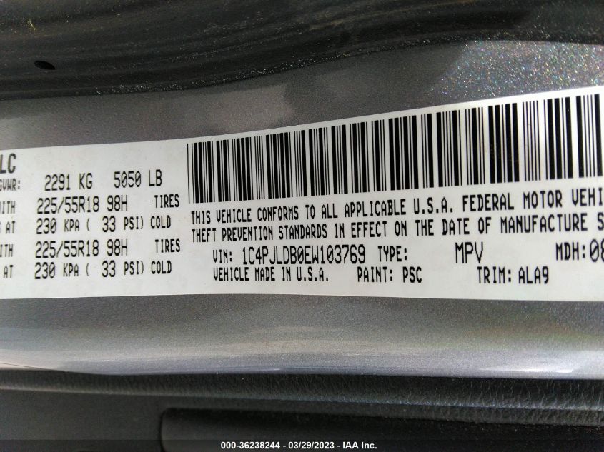 2014 JEEP CHEROKEE LIMITED - 1C4PJLDB0EW103769