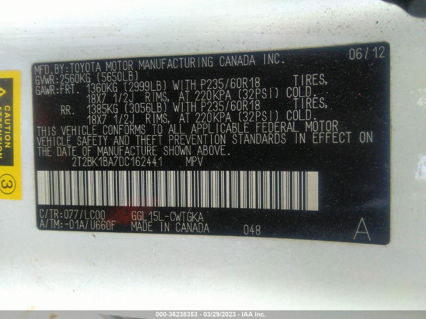 2013 LEXUS RX 350 - 2T2BK1BA7DC162441