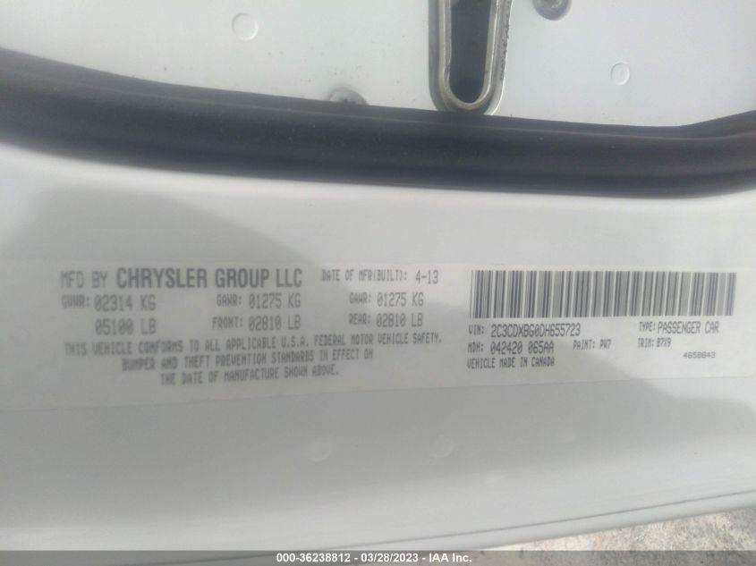 2013 DODGE CHARGER SE - 2C3CDXBG0DH655723