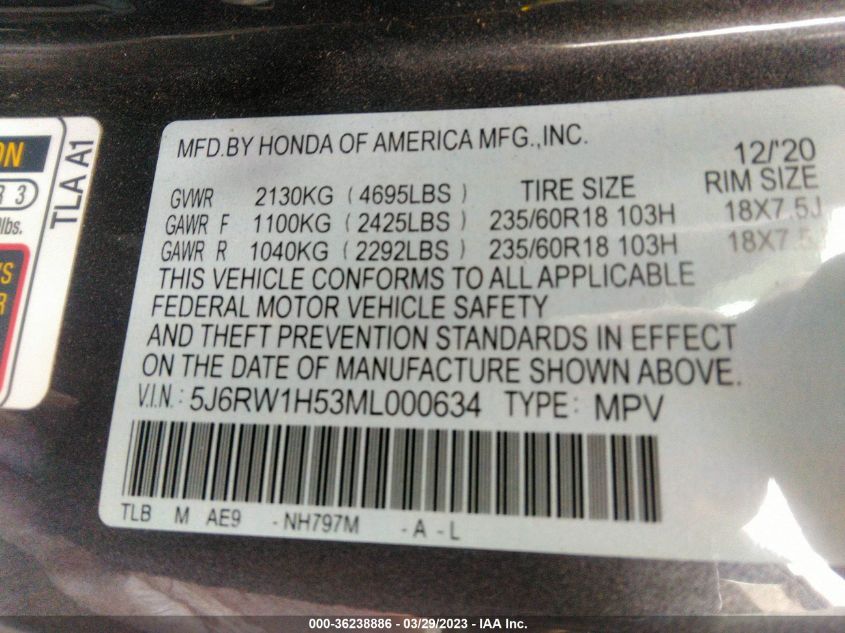 2021 HONDA CR-V EX - 5J6RW1H53ML000634