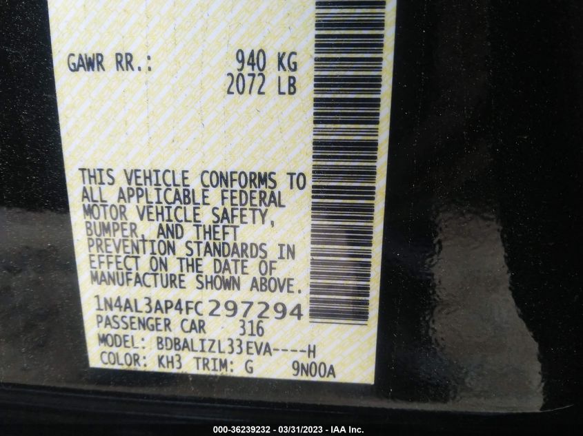 2015 NISSAN ALTIMA 2.5 SV - 1N4AL3AP4FC297294