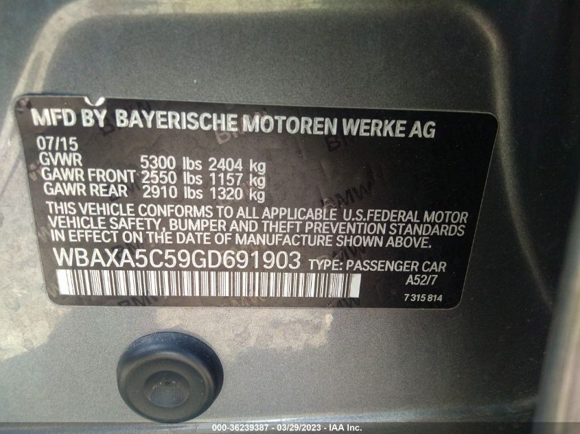 2016 BMW 5 SERIES 535D - WBAXA5C59GD691903