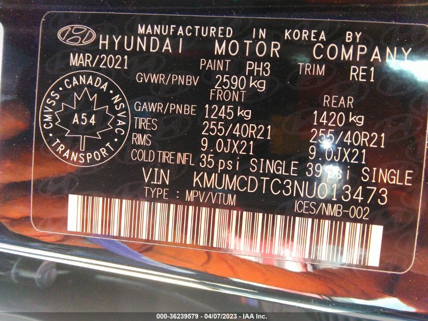 2022 GENESIS GV70 3.5T SPORT - KMUMCDTC3NU013473