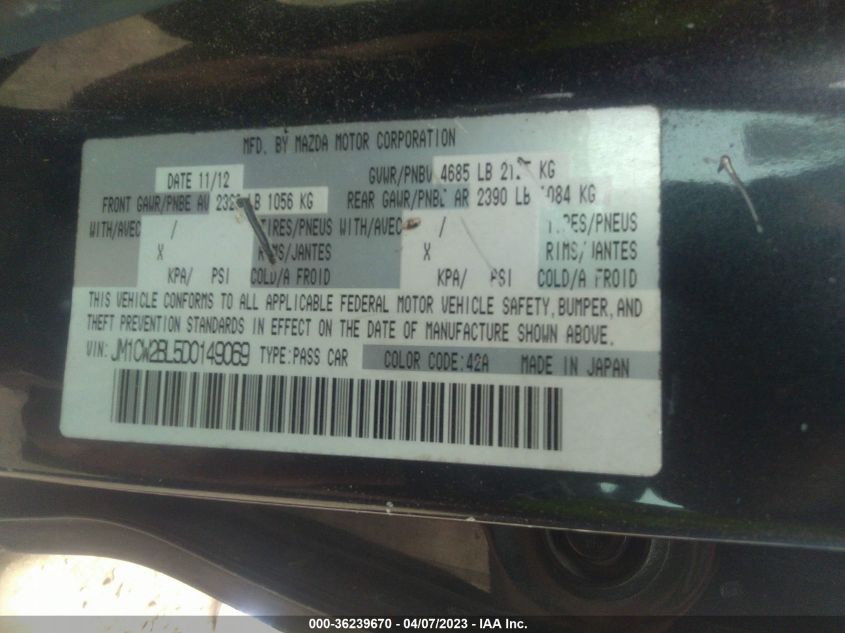 2013 MAZDA MAZDA5 SPORT - JM1CW2BL5D0149069
