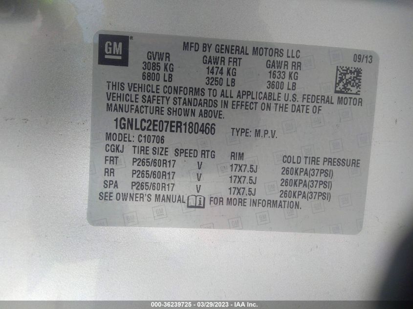 2014 CHEVROLET TAHOE COMMERCIAL - 1GNLC2E07ER180466