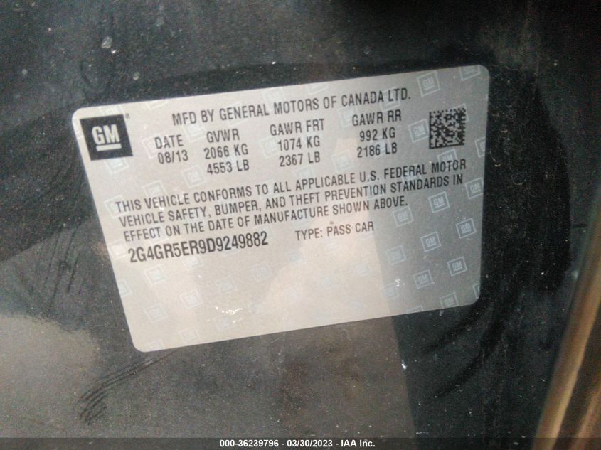 2013 BUICK REGAL BASE - 2G4GR5ER9D9249882