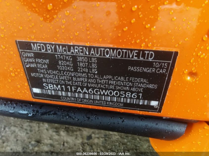 2016 MCLAREN AUTOMOTIVE 650S SPIDER - SBM11FAA6GW005861