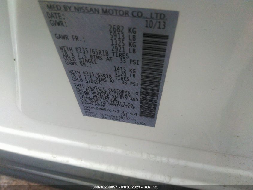 2014 INFINITI QX60 - 5N1AL0MM6EC512744