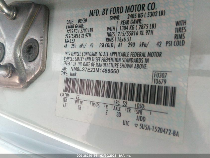 2021 FORD TRANSIT CONNECT VAN XL NM0LS7E23M1488660