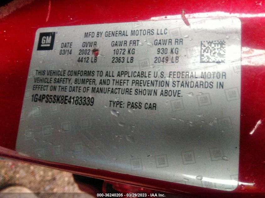 2014 BUICK VERANO LEATHER GROUP - 1G4PS5SK8E4183339