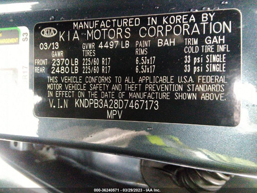 2013 KIA SPORTAGE LX - KNDPB3A28D7467173