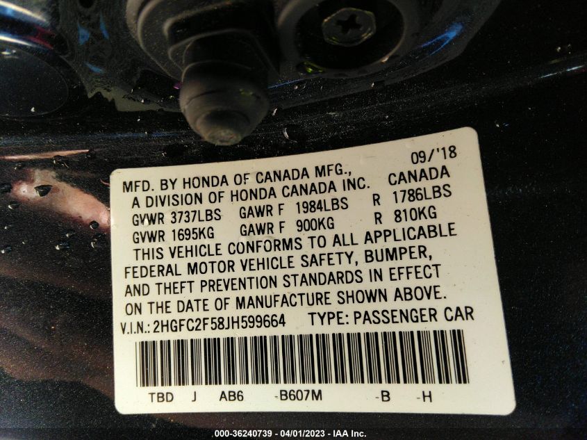 2018 HONDA CIVIC SEDAN LX - 2HGFC2F58JH599664