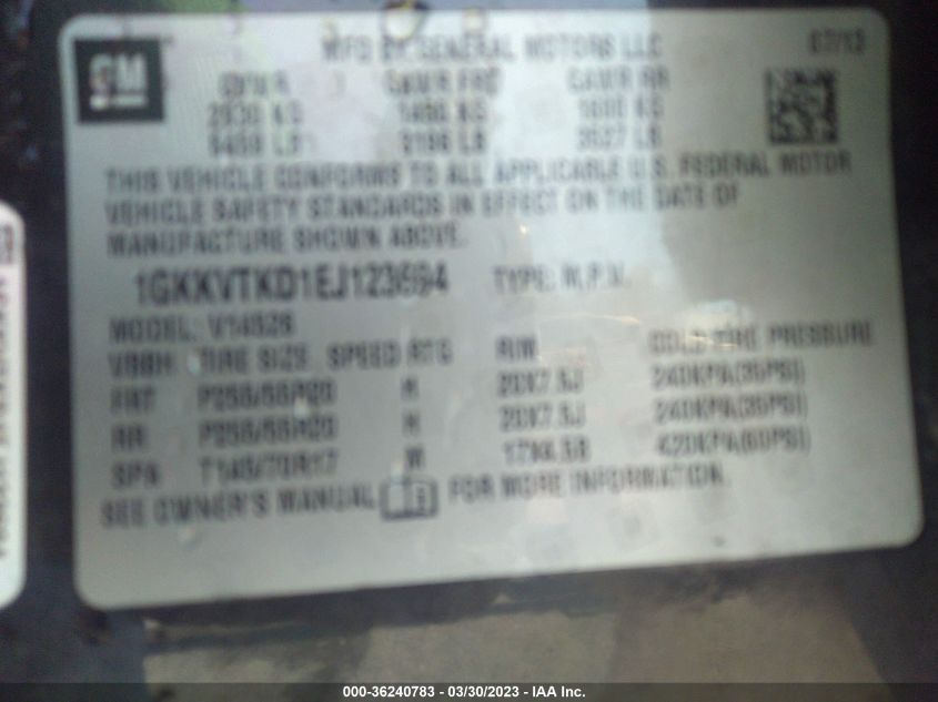 2014 GMC ACADIA DENALI 1GKKVTKD1EJ123694