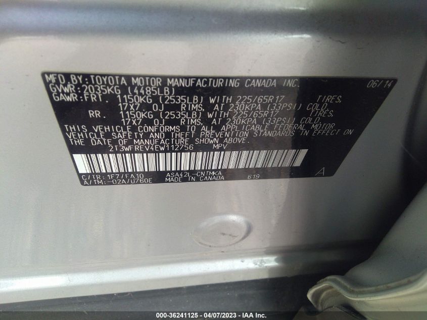 2014 TOYOTA RAV4 XLE - 2T3WFREV4EW112756