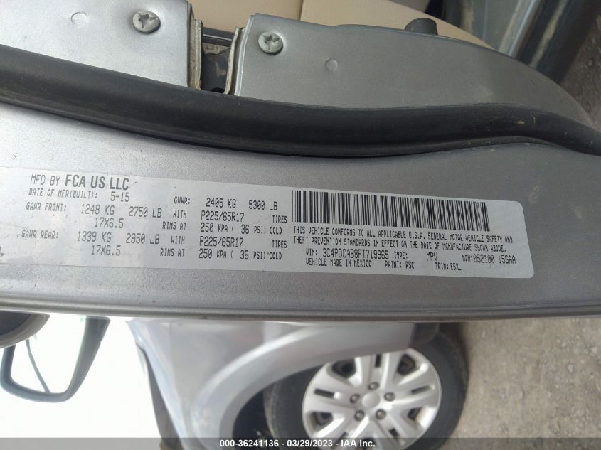 2015 DODGE JOURNEY AMERICAN VALUE PKG - 3C4PDCAB8FT719965