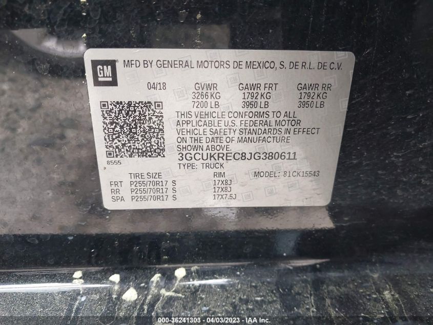 2018 CHEVROLET SILVERADO 1500 LT - 3GCUKREC8JG380611