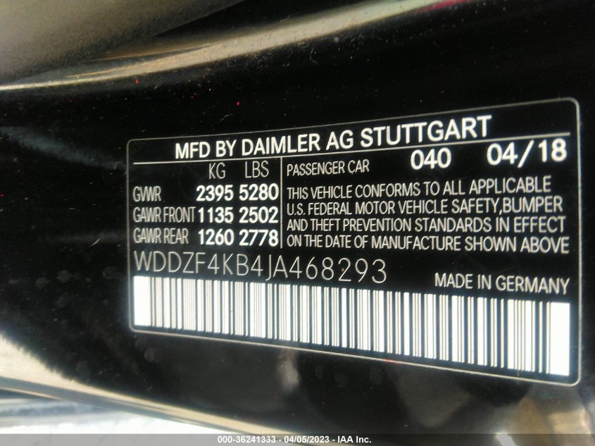 2018 MERCEDES-BENZ E-CLASS E 300 - WDDZF4KB4JA468293
