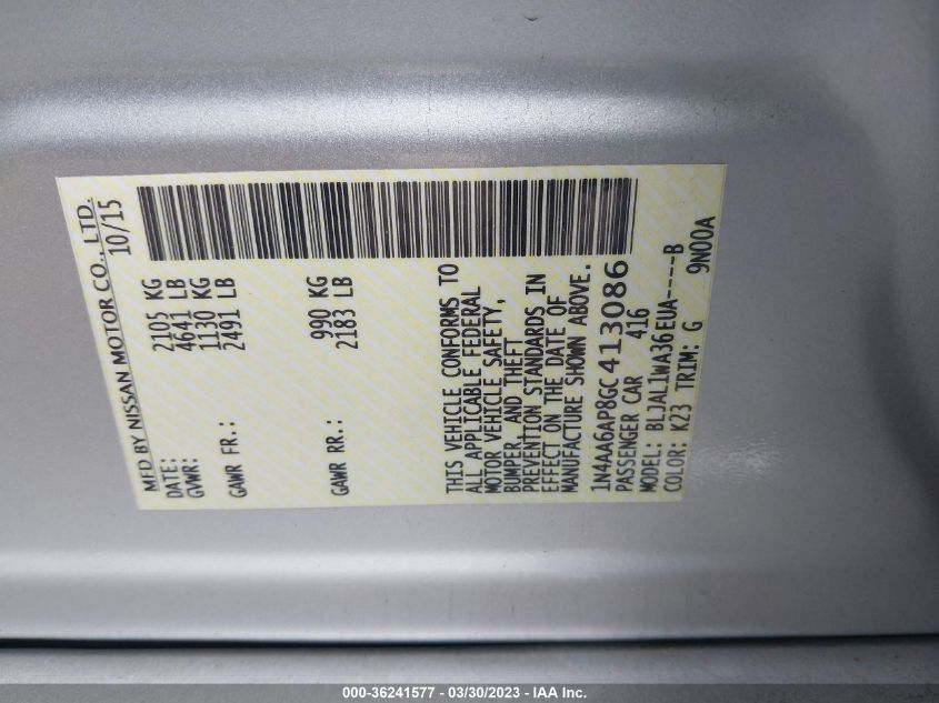 2016 NISSAN MAXIMA 3.5 SR - 1N4AA6AP8GC413086