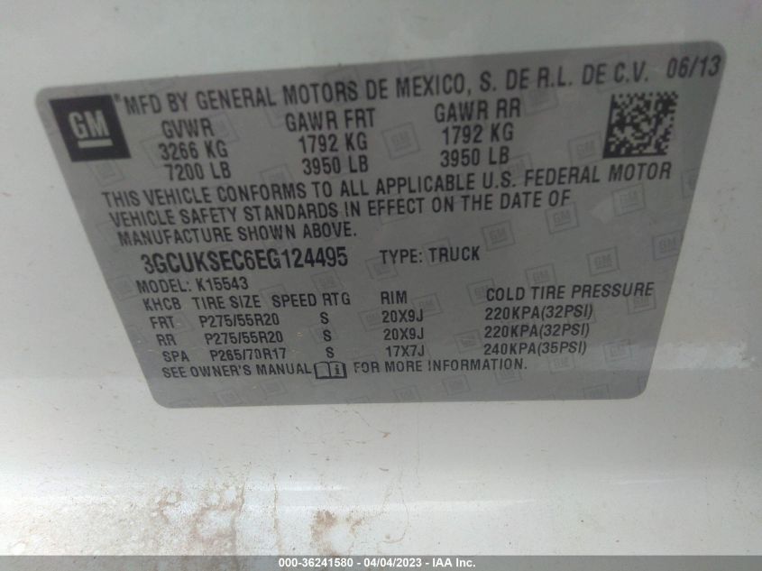 2014 CHEVROLET SILVERADO 1500 LTZ - 3GCUKSEC6EG124495