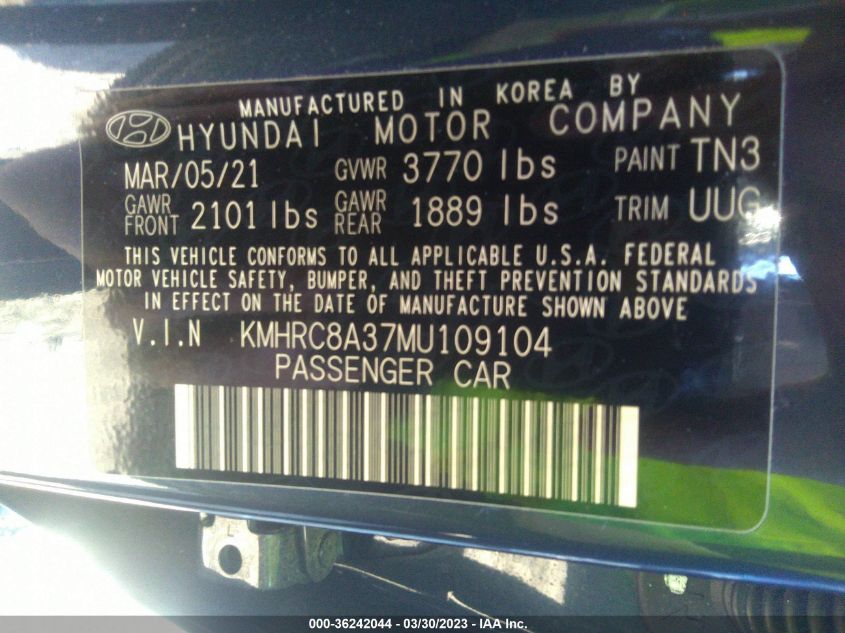 2021 HYUNDAI VENUE DENIM - KMHRC8A37MU109104