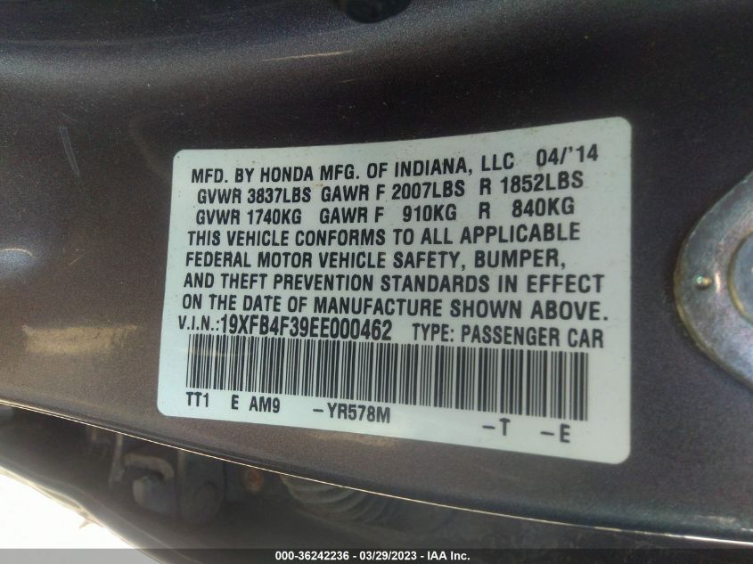 2014 HONDA CIVIC HYBRID - 19XFB4F39EE000462