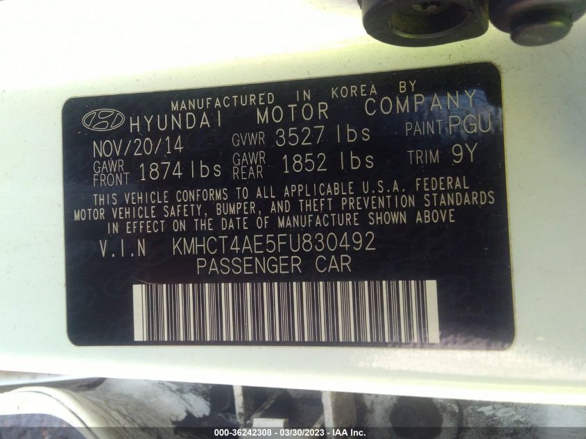 2015 HYUNDAI ACCENT GLS - KMHCT4AE5FU830492